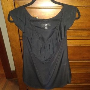Black Massimo ruffle vneck shell